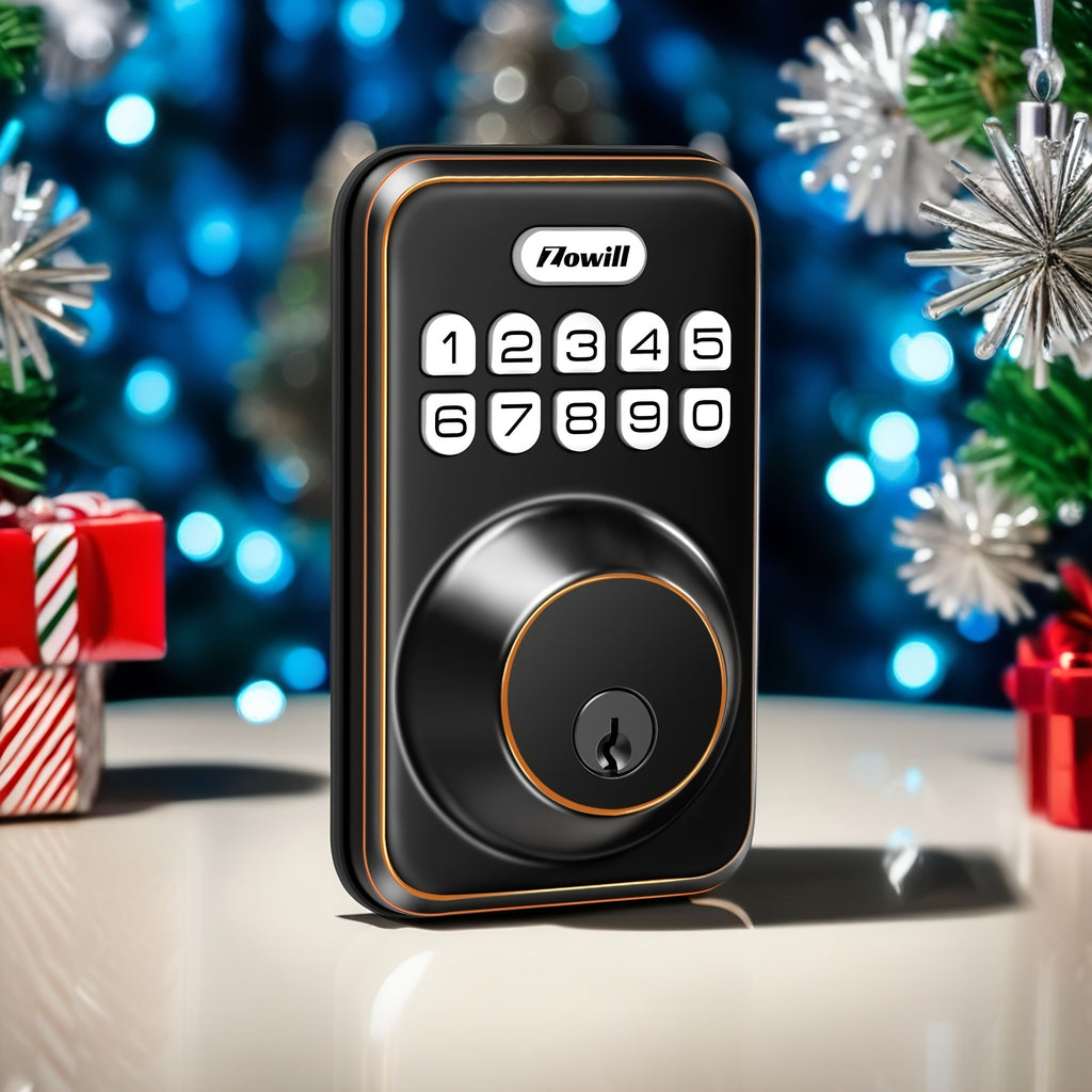 Keyless Entry Door Lock With Handle, Zowill Electronic Keypad Deadbolt Door Locks Handle Lever, Front Door Lock Set, Digital Door Lock, Auto-Locking, Anti-peep Code Door Handle Lock