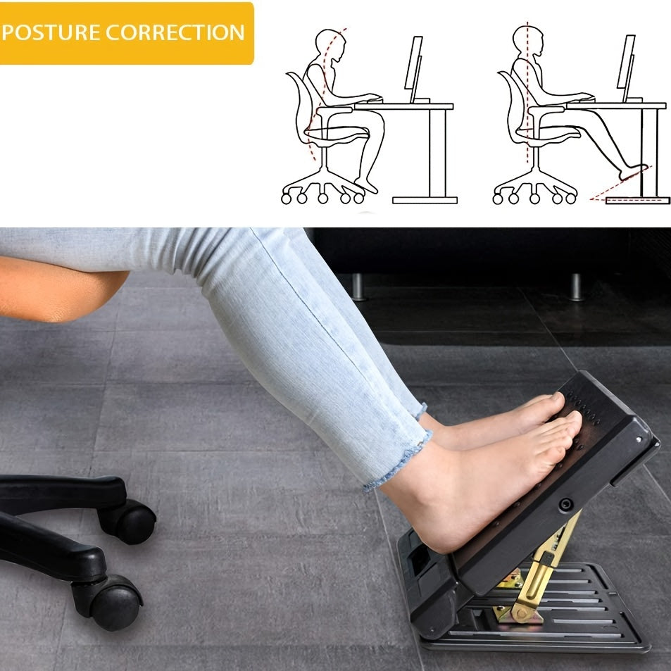 Ergonomic Adjustable Footrest - Height Customizable, Tilt Function, Breathable Mesh, Sturdy Construction, Perfect for Office, Home, and Gaming Use