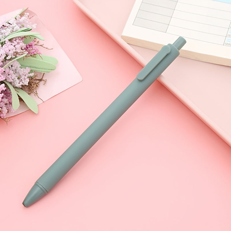 5pcs Vibrant Morandi Color Retractable Press Gel Pens with Medium Point - Ergonomic Signature Writing Experience - Black Ink, Office Stationery Essentials