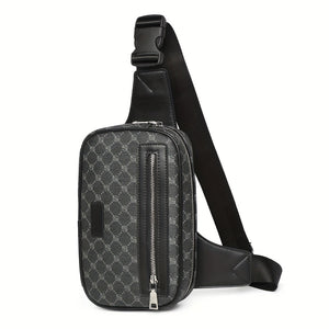 1pc Men's Luxury Designer Single Crossbody Chest Pack, PU Leather Sling Bag