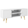 DodiOnline TV Unit Cabinet for TVs up to 55 Inches, TV Stand with Storage Shelves and Wood Legs for Living Room, White