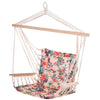 DodiOnline Garden Outdoor Hanging Hammock Chair Thick Rope Frame Wooden Arms Safe Wide Seat Garden Outdoor Spot Stylish Multicoloured floral