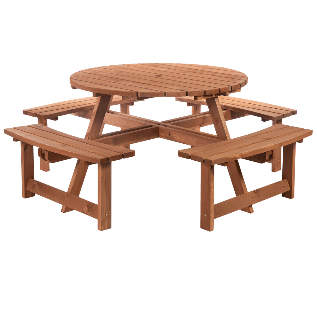 DodiOnline 8-Seater Wooden Picnic Set-Fir Wood