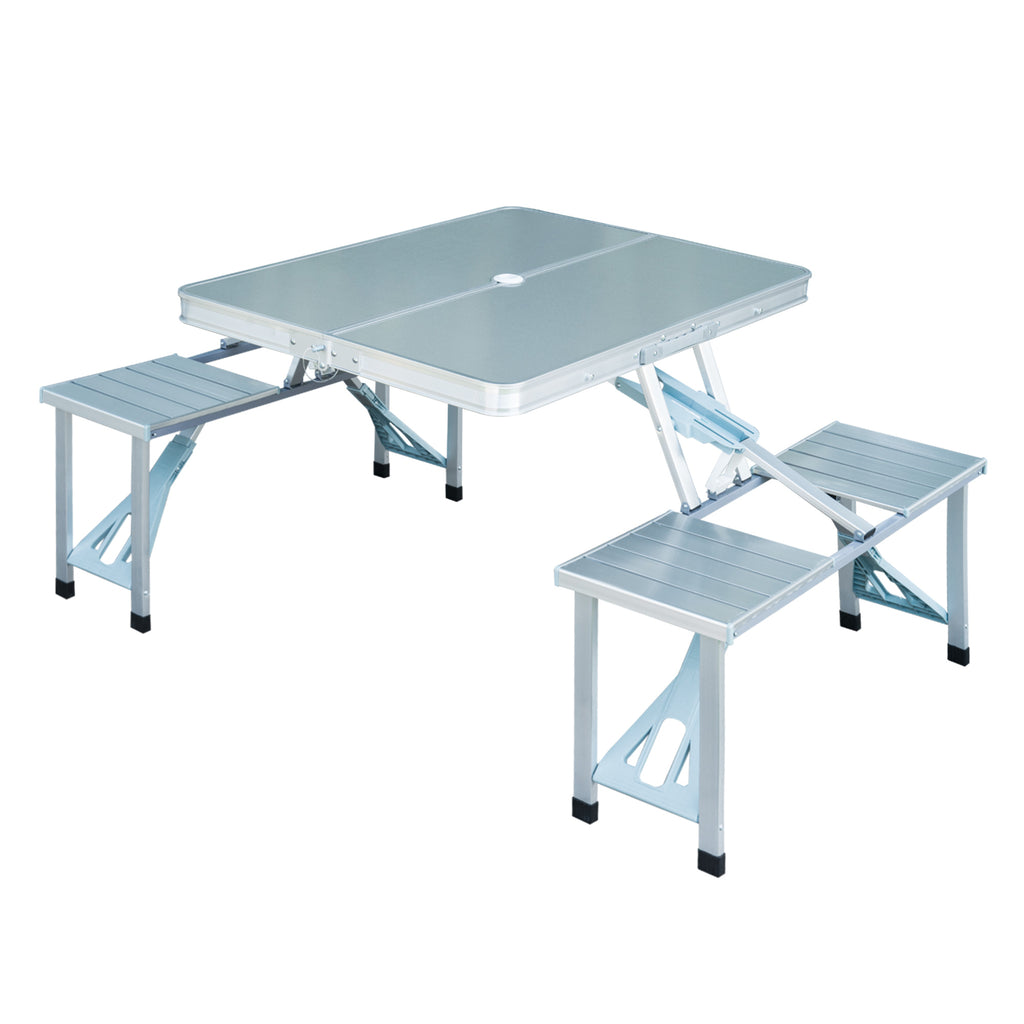DodiOnline Aluminum Portable Picnic Table Chair Set