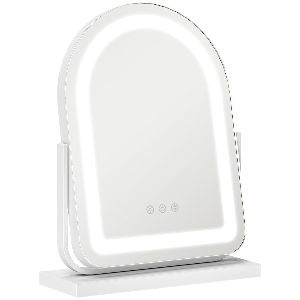 DodiOnline LED Vanity Mirror with Lights, 33 x 44.5cm Lighted Makeup Mirror with 3 Colour, 360° Rotation, Touch Screen, for Bedroom and Dressing Room, White