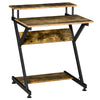 DodiOnline Industrial Computer Desk with Monitor Stand, 70 x 60cm Compact Desk for Small Spaces, Home Office Desk, Rustic Brown