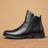 Men's Casual Leather High-top Boots: Stylish, Durable & Non-slip; All-season Wear with Comfortable Zip Closure