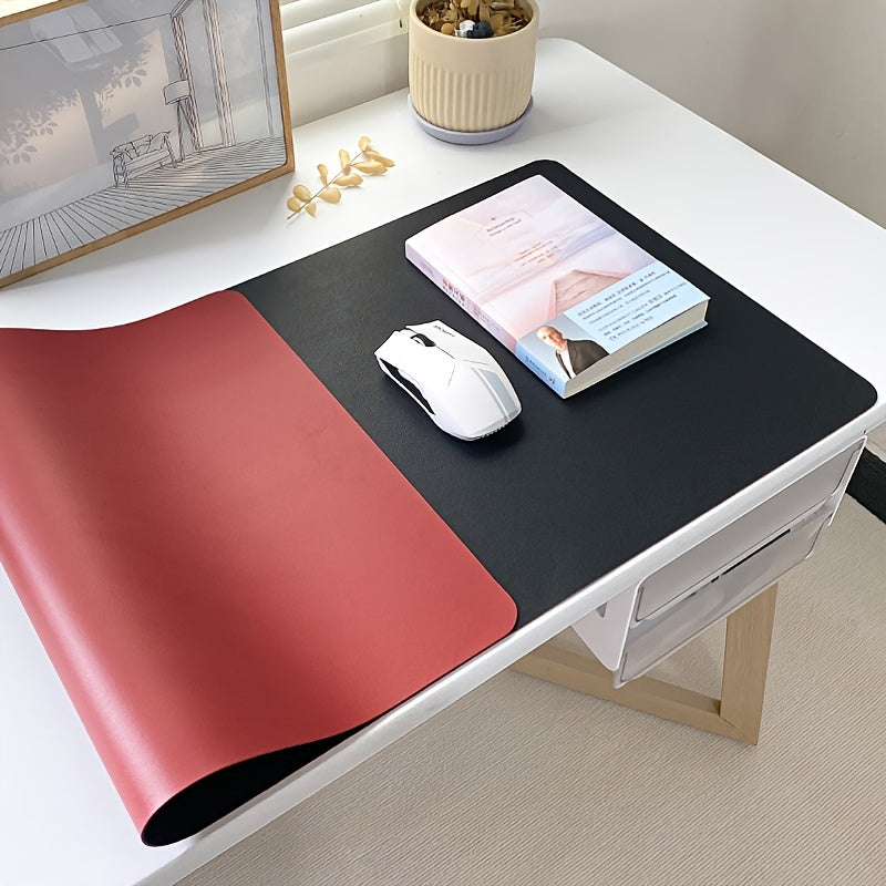 1pc Large Waterproof PU Leather Mouse Pad - Multi-functional Desk Pad for Office and Laptop - Non-slip and Anti-fouling