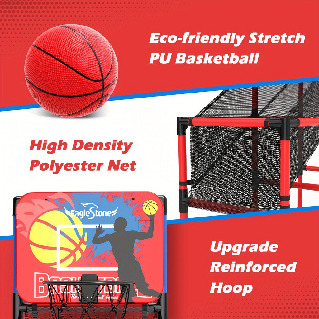 Kids Basketball Hoop Arcade Game W/Electronic Scoreboard Cheer Sound, Basketball Hoop Indoor Outdoor W/4 Balls, Basketball Game Toys Gifts For Kids 3-6 5-7 8-12 Toddlers Boys Girls