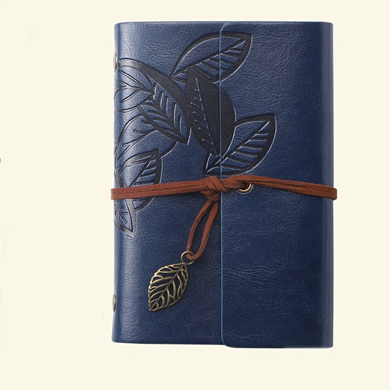 Retro Leaf Leather Loose-leaf Notebook Strap Portable Travel Record Hand Ledger Learning Stationery