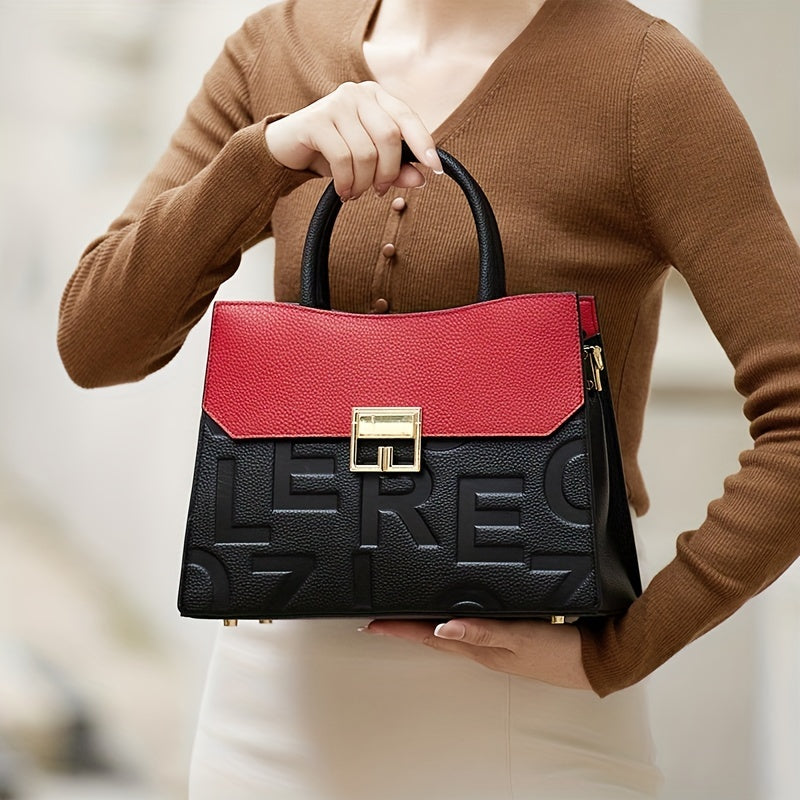 ZOOLER Genuine Leather Handbag, Women's Luxury Crossbody Bag, Letter Embossed Satchel Purse