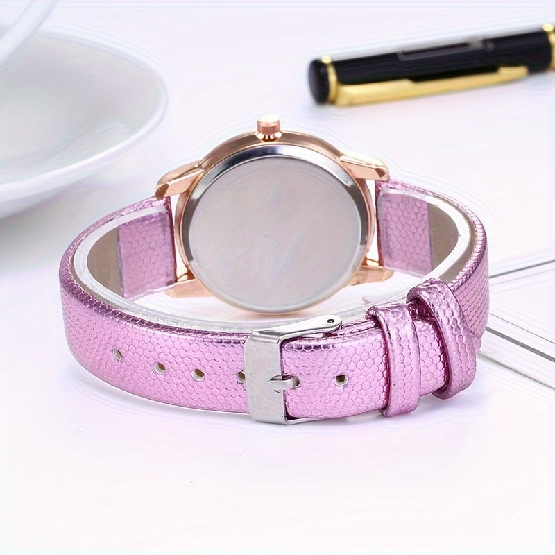 Women's Watch Graphic Color Block Quartz Watch Elegant Fashion Analog PU Leather Wrist Watch Gifts For Eid