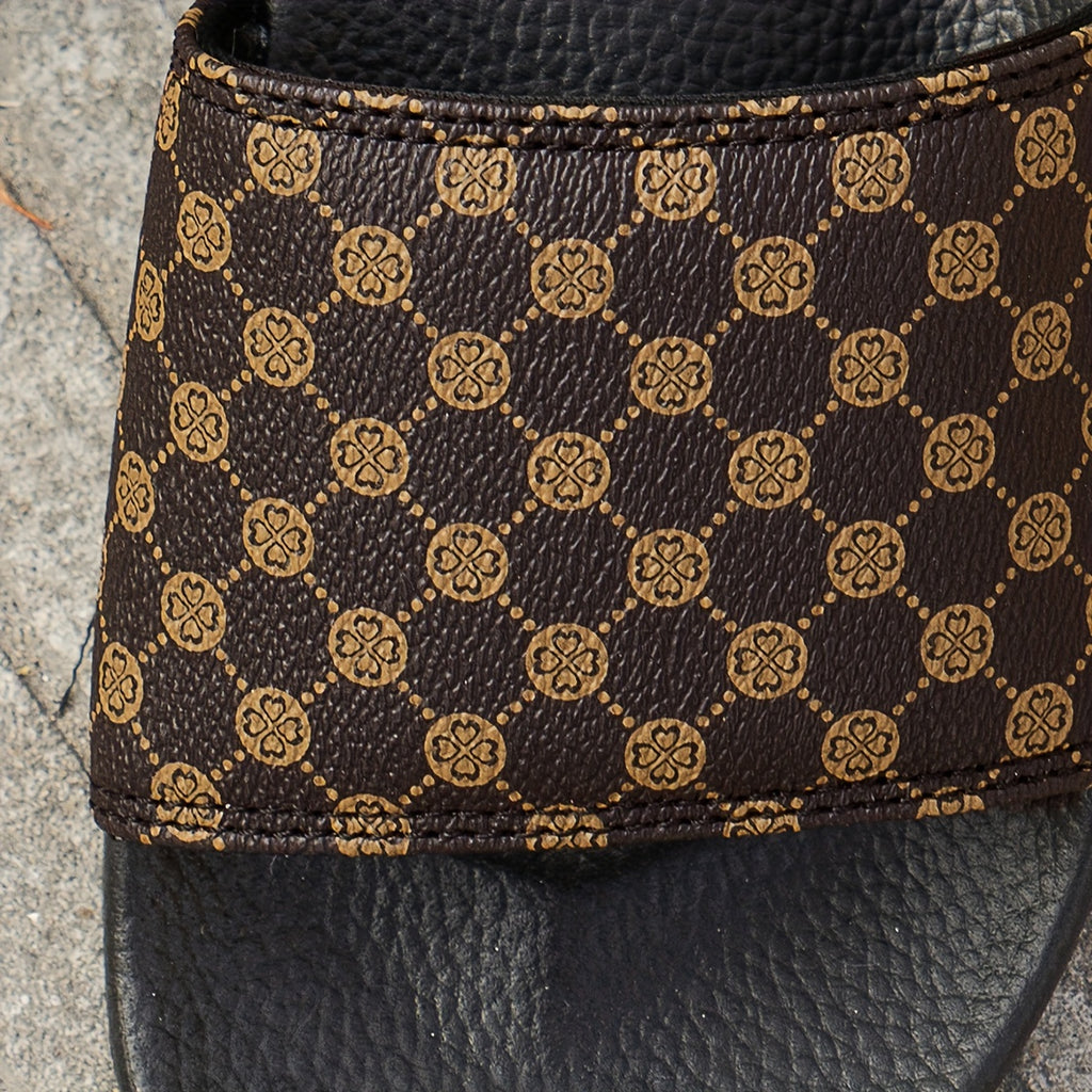 Soft Plaid Slides - Lightweight, Breathable, Comfortable Slip-On Shoes with Soft Fabric Inner, PU Faux Leather Upper, and Anti-Slip PVC Sole for Summer Beach Casual Wear