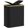 DodiOnline Double Laundry Basket With Lid, 80L Collapsible Laundry Hamper with Groove Handles, Washing Basket for Bathroom, Bedroom, Laundry Room, Black