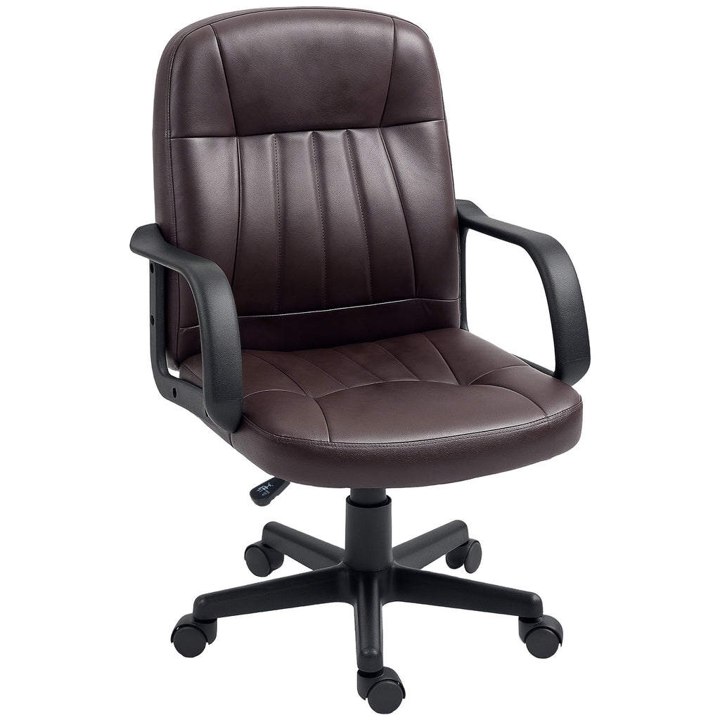 DodiOnline Swivel Executive Chair PU Leather Computer Desk Chair, Dark Brown