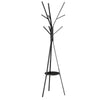 DodiOnline Freestanding Metal Coat Rack Stand 9 Hooks Clothes Tree with 1 Shelf Hat Display Hall Tree Hanger Bag Umbrella Hanging Organiser Black
