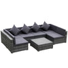 DodiOnline 7 Pieces Patio Wicker Sofa Set, Outdoor PE Rattan Sectional Furniture Set w/ Acacia Table Top & Cushion for Garden, Backyard, Grey