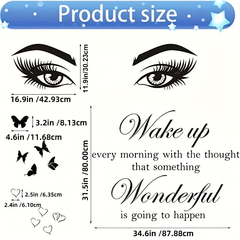 1 Set Inspirational Wall Decal Quotes Vinyl Beauty Eyes Wall Decal Wall Art Decor Sticker Positive Text Alphabet Wall Decal For Women Girls Bedroom Living Room Home Wall Decor