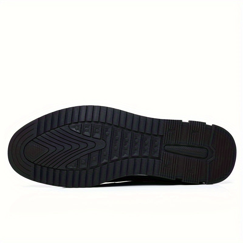 Men's Casual Synthetic Leather Loafers, Anti-skid Slip On Shoes With Rubber Sole For Business Office, Spring And Autumn