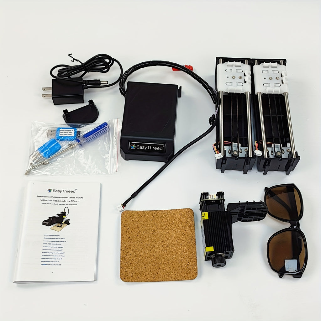 EasyThreed 0.5W Laser Engraver for Beginners, DIY Engraving Area 100x100mm, Wireless Smartphone Connectivity, APP Control for iOS & Android, Plastic Material, 110V/220V Power Supply, US Plug, Electronic Components Included