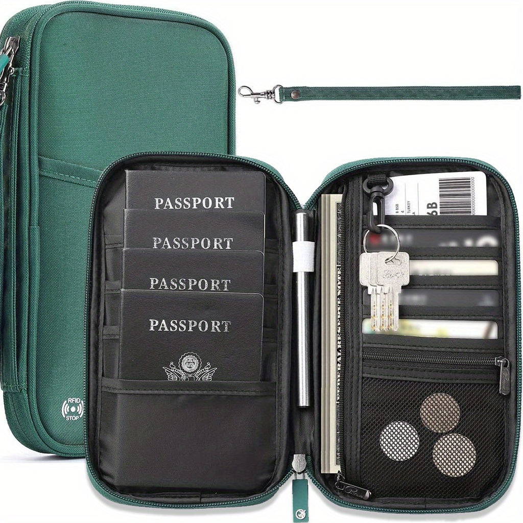 Travel Passport Wallet - Family Passport Holder, Travel Document Storage Bag for Safe Organization