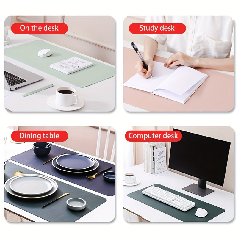 1pc Large Waterproof PU Leather Mouse Pad - Multi-functional Desk Pad for Office and Laptop - Non-slip and Anti-fouling