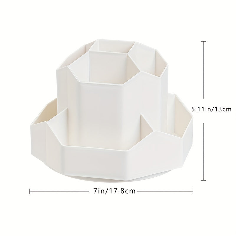 1pc Multi-Compartment Pen Holder and Makeup Brush Organizer for Desk and Home Office - Large Capacity Desktop Cosmetic Storage Box with Art Supply Storage