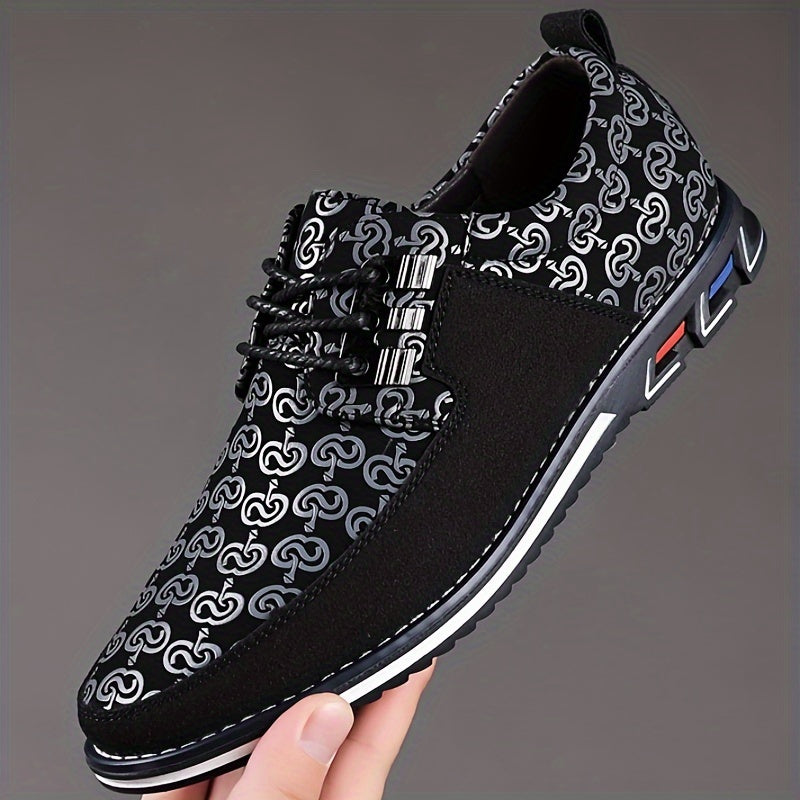 Men's Plus Size Faux Leather Casual Shoes, Formal Dress Anti-skid Lace-up Shoes For Business Office, Spring And Autumn