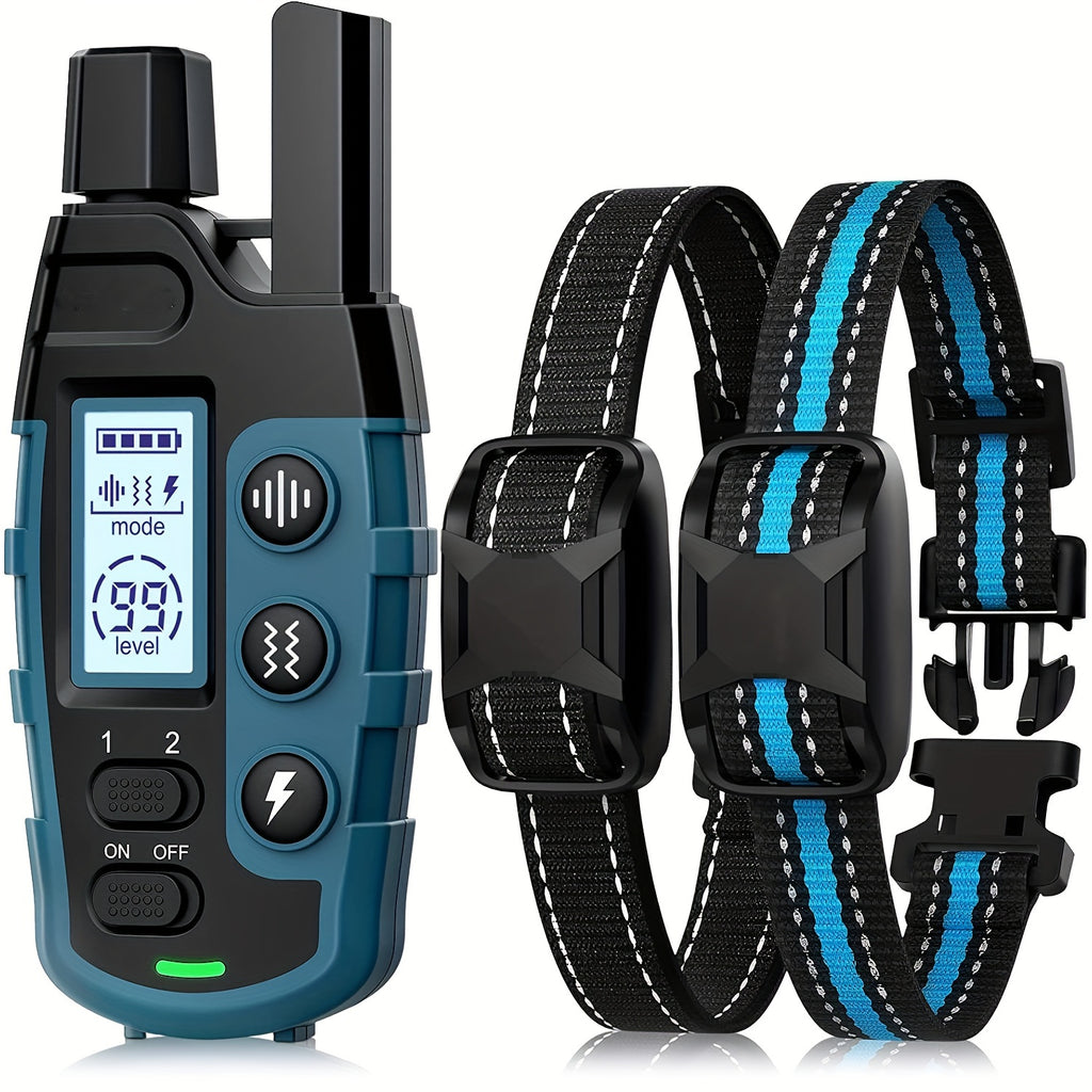 Adjustable Nylon Dog Training Collar with Remote, Electronic Rechargeable Pet Collar for Small to Large Dogs 5lbs to 120lbs, 24 Inch Strap, Waterproof and Shock-Proof