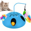 3-in-1 Interactive Cat Toy - Dual Speed Modes, Electronic Puzzle Game for Indoor Cats, Feathers & Bell Balls, Battery-Powered
