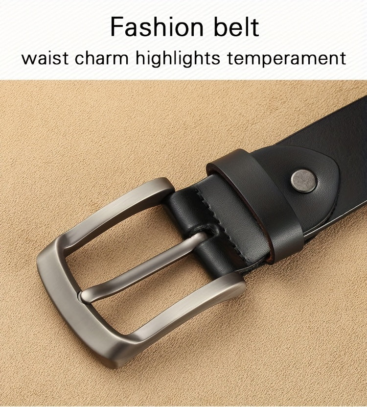 Men Cowhide Genuine Leather Prong Buckle Belt For Men