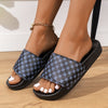 Soft Plaid Slides - Lightweight, Breathable, Comfortable Slip-On Shoes with Soft Fabric Inner, PU Faux Leather Upper, and Anti-Slip PVC Sole for Summer Beach Casual Wear