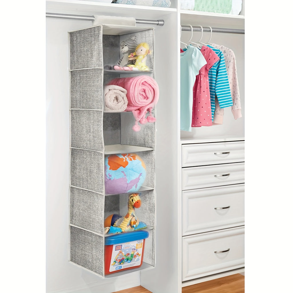 1pc 6-Layer Fabric Hanging Storage Rack - Large Capacity Non-Installation Closet Organizer for Clothes, Dolls, Toys, and Sundries with Easy Storage and Management