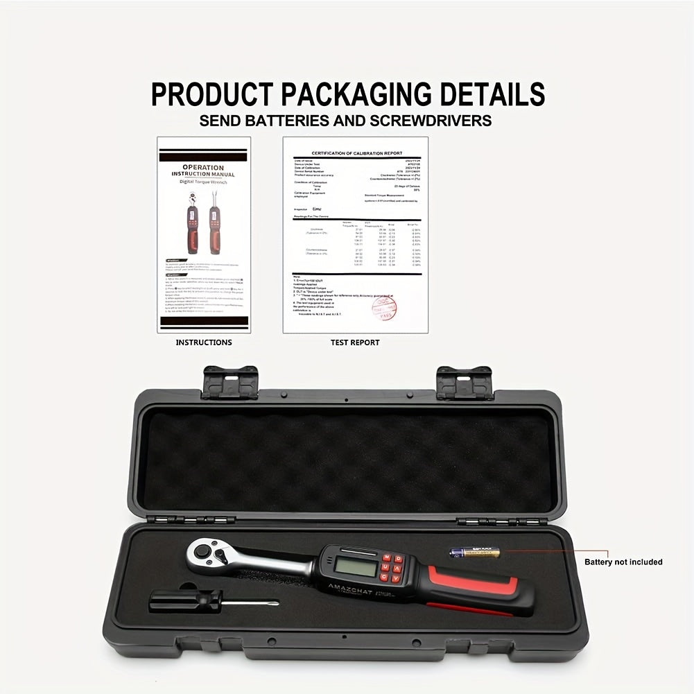 3/8" Digital Torque Wrench Set (2.2-44.2 ft-lb/3-60 Nm), Accurate to ±2% Bi-Directional, Electronic Torque Wrench with Buzzer and LED Flash for Appliance and Bicycle Repairs