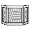 DodiOnline 126cm 3-Panel Metal Folding Fireplace Screen Heat Flame Protective Guard Child Pet Home Spark Barrier Surround w/ Mesh Pattern