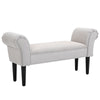 DodiOnline Small-sized Bed End Side Chaise Lounge Sofa Window Seat Arm Bench Wooden Leg Fabric Cover (Grey)