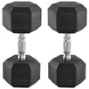 DodiOnline 2x17.5kg Rubber Hex Dumbbell Portable Hand Weights Dumbbell Home Gym Workout Fitness Hand Dumbbell