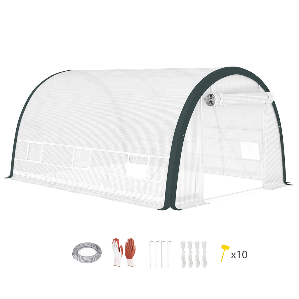DodiOnline 4 x 3(m) Walk-In Tunnel Greenhouse, with Accessories - White