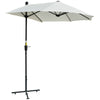 DodiOnline 2m Half Parasol Market Umbrella Garden Balcony Parasol with Crank Handle, Base, Double-Sided Canopy, Cream White