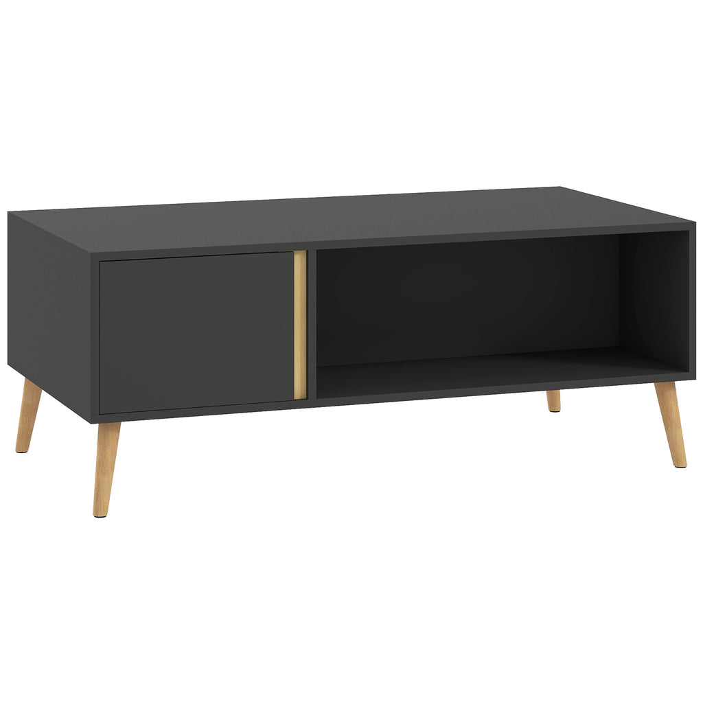 DodiOnline Coffee Table for Living Room, Modern Centre Table with Storage Compartments and Cabinets, Rectangular Side Table, 115x 58x 45cm, Grey
