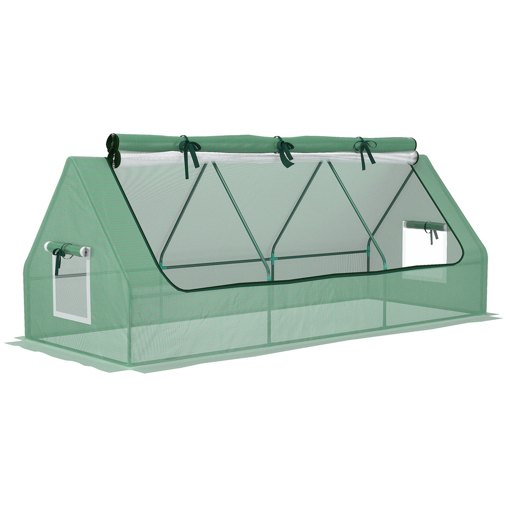 DodiOnline Portable Small Polytunnel, Mini Greenhouse with Mesh Windows for Indoor and Outdoor, 240x90x90cm, Green