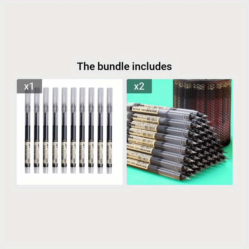 10PCS Quick-Drying Liquid Gel Pens - 0.5mm Fine Tip, Black and Blue Ink, Smooth Writing, Water-Resistant, Ergonomic Design, Perfect for School, Office, Student, and Daily Use