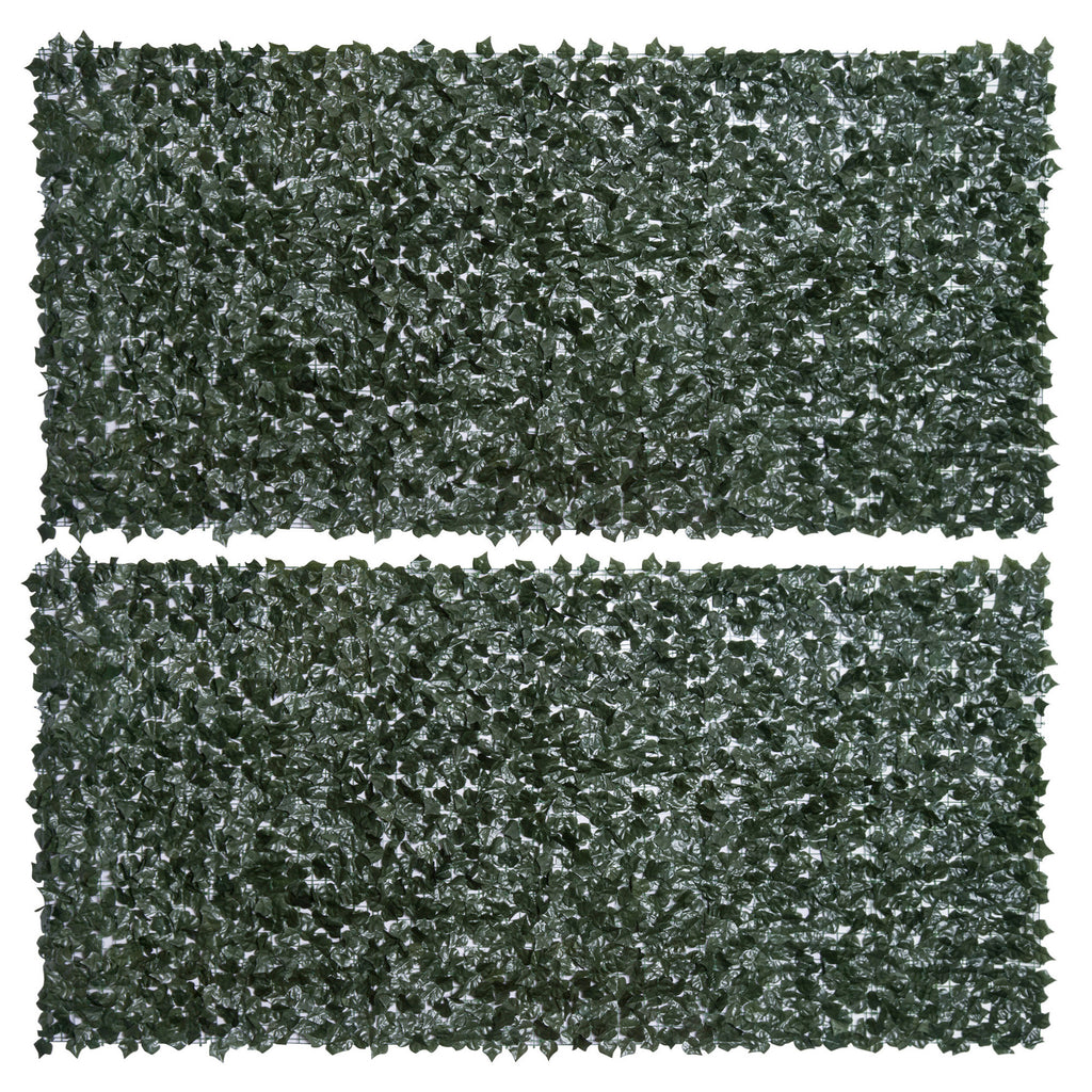 DodiOnline 2-Piece Artificial Leaf Hedge Screen Privacy Fence Panel for Garden Outdoor Indoor Decor, Dark Green, 3M x 1.5M