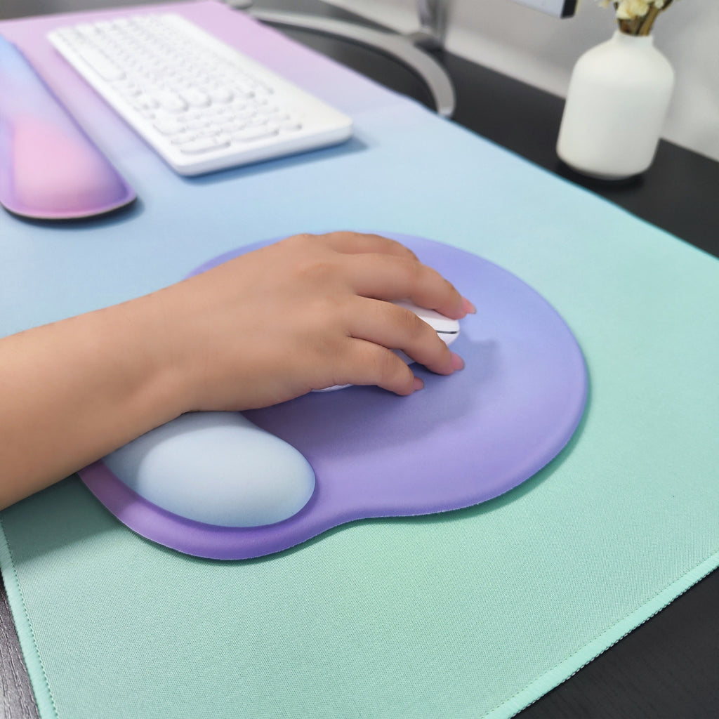 Keyboard Mouse Pad Set, 4in1 Large Gaming Mousepad + Keyboard Wrist Rest Support + Mouse Wrist Cushion + Wrist Pad, Non-Slip PU Base, 35.4x15.7in Extended Desk Mat For Home And Office