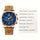 Men's Stylish Rose Golden Quartz Watch with Blue Dial, Waterproof, Genuine Leather Strap & Stainless Steel Case - Multifunctional Chronograph with Calendar Feature, Perfect for Casual Wear, Everyday Timepiece | Stylish Leathe