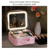 Elegant USB Rechargeable Makeup Bag for Women: Waterproof with LED Mirror, Adjustable Dividers - Ultimate Beauty Organizer