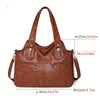 Retro PU Leather Tote Bag, Multi Pockets Shoulder Purse, Women's Large Capacity Crossbody Bag