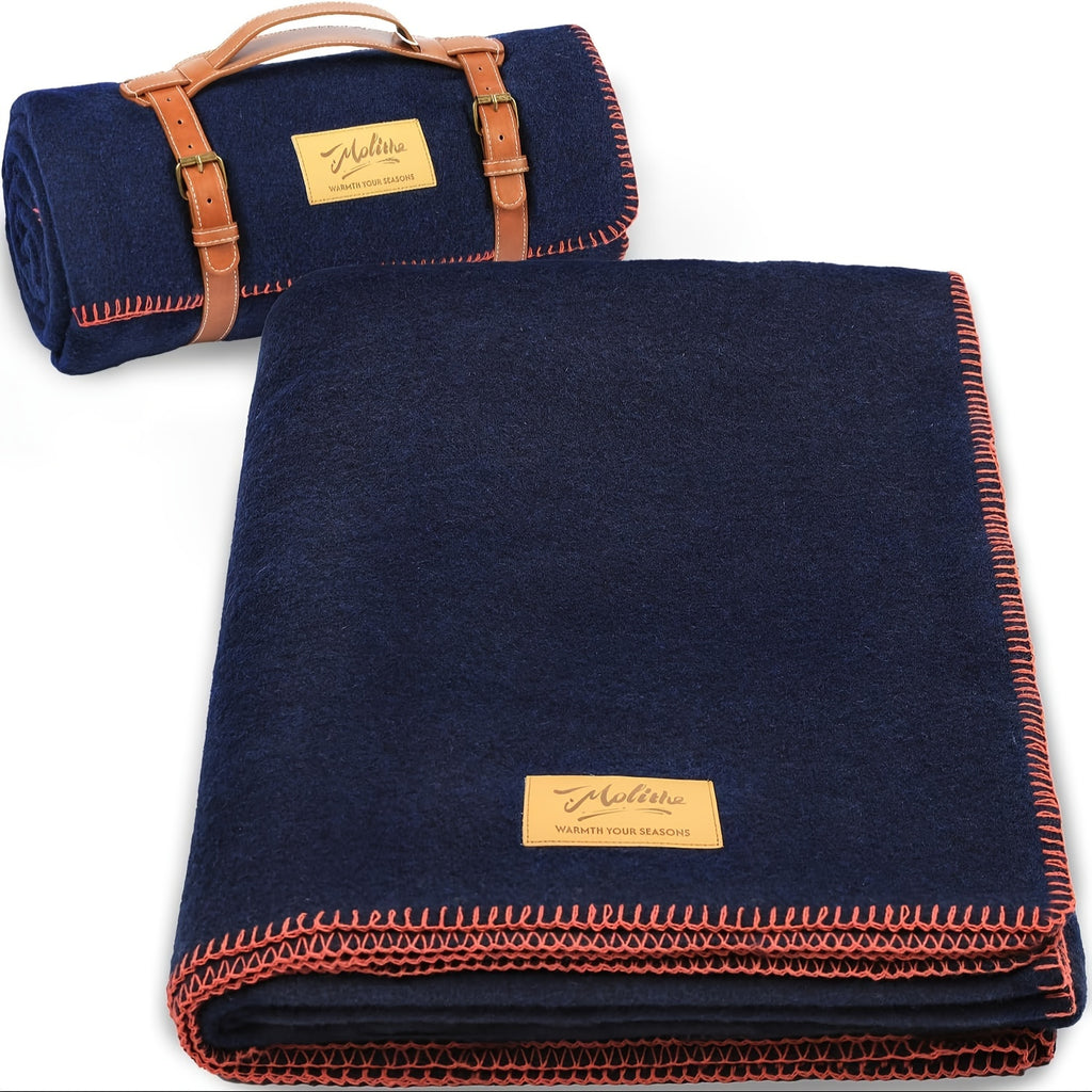 100% Wool Blanket, Warm, Thick, Washable, Military Wool Blanket, Great For Camping, Outdoors, Sporting Events, Survival Kits