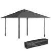 DodiOnline 4 x 4m Pop-up Gazebo Double Roof Canopy Tent with UV Proof, Roller Bag & Adjustable Legs Outdoor Party, Steel Frame, Dark Grey