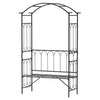 DodiOnline Garden Metal Frame Bench W/Arch for Various Climbing Plant, 115Lx50Wx203H cm-Black